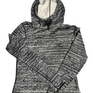 Nike Pro Dri-FIT Fleece Lined Hooded Pullover Hoodie Black White Thumbhole Women
